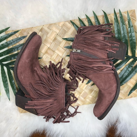 Independent Boot Company Shoes - Independent boot co. brown suede fringe ankle boot